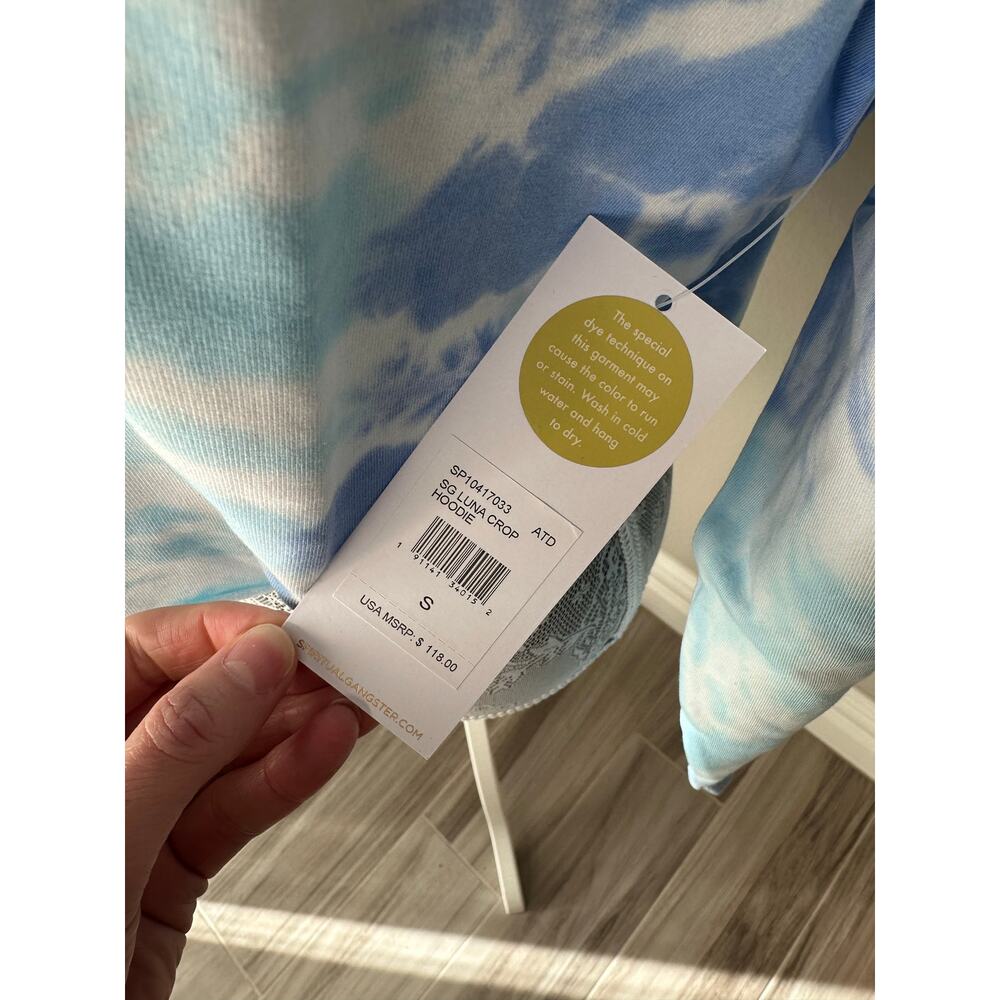 SPIRITUAL GANGSTER Womens Tie Dye Cropped Long Sleeve Hoodie Top Size Small - Picture 7 of 8